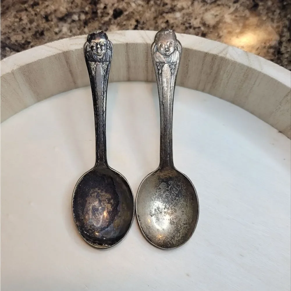 Gerber Winthrop Silver Plate Baby Spoons Lot of 2 Antique Silverware